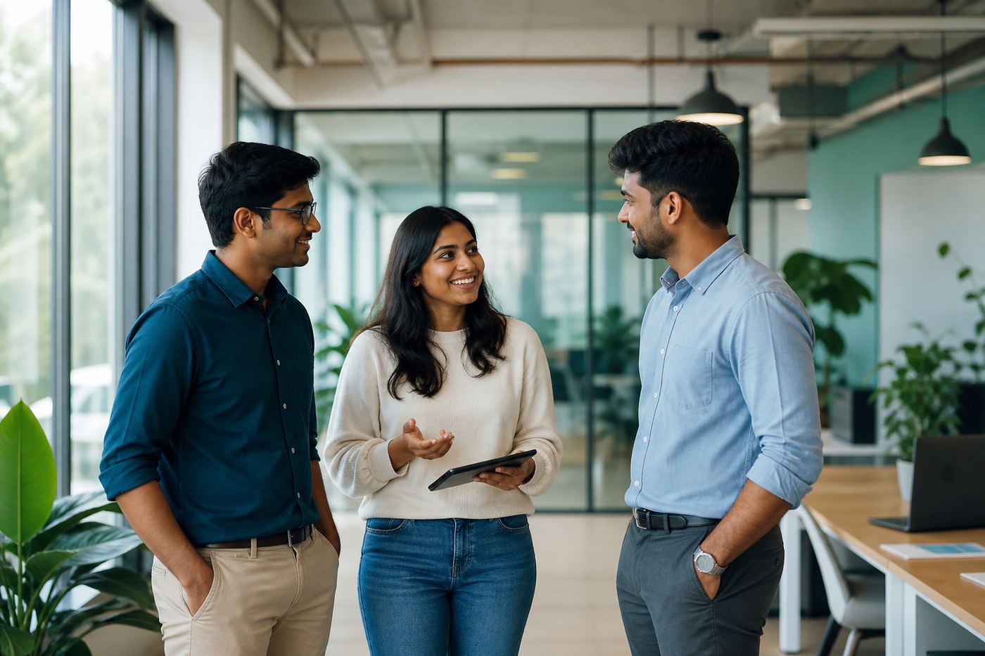 Team getting started in a bright office
